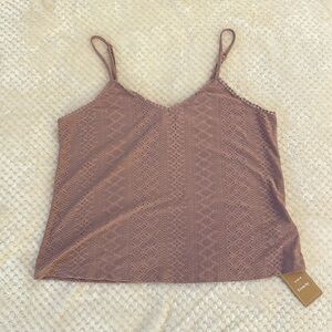 NWT - SHEIN Eyelet Embroidery Lace Scallop Trim Tank Top - Dusty Pink, Large